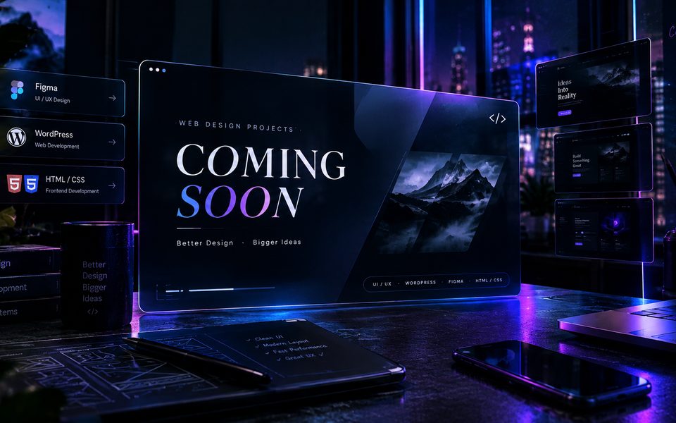Coming soon — upcoming web design project teaser