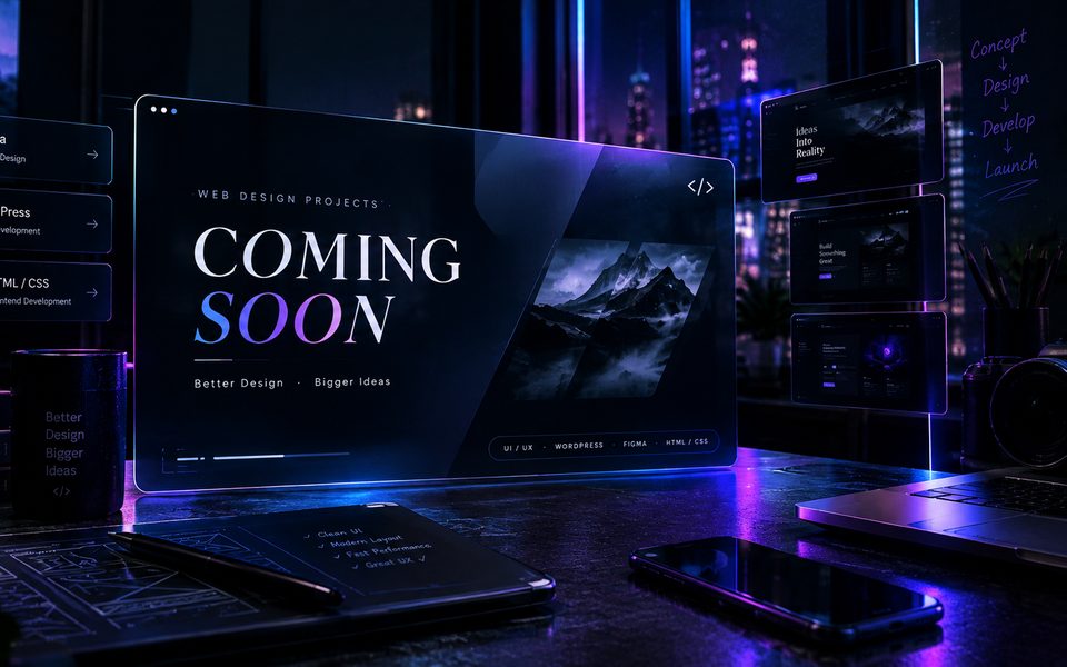 Coming soon — upcoming web design project teaser